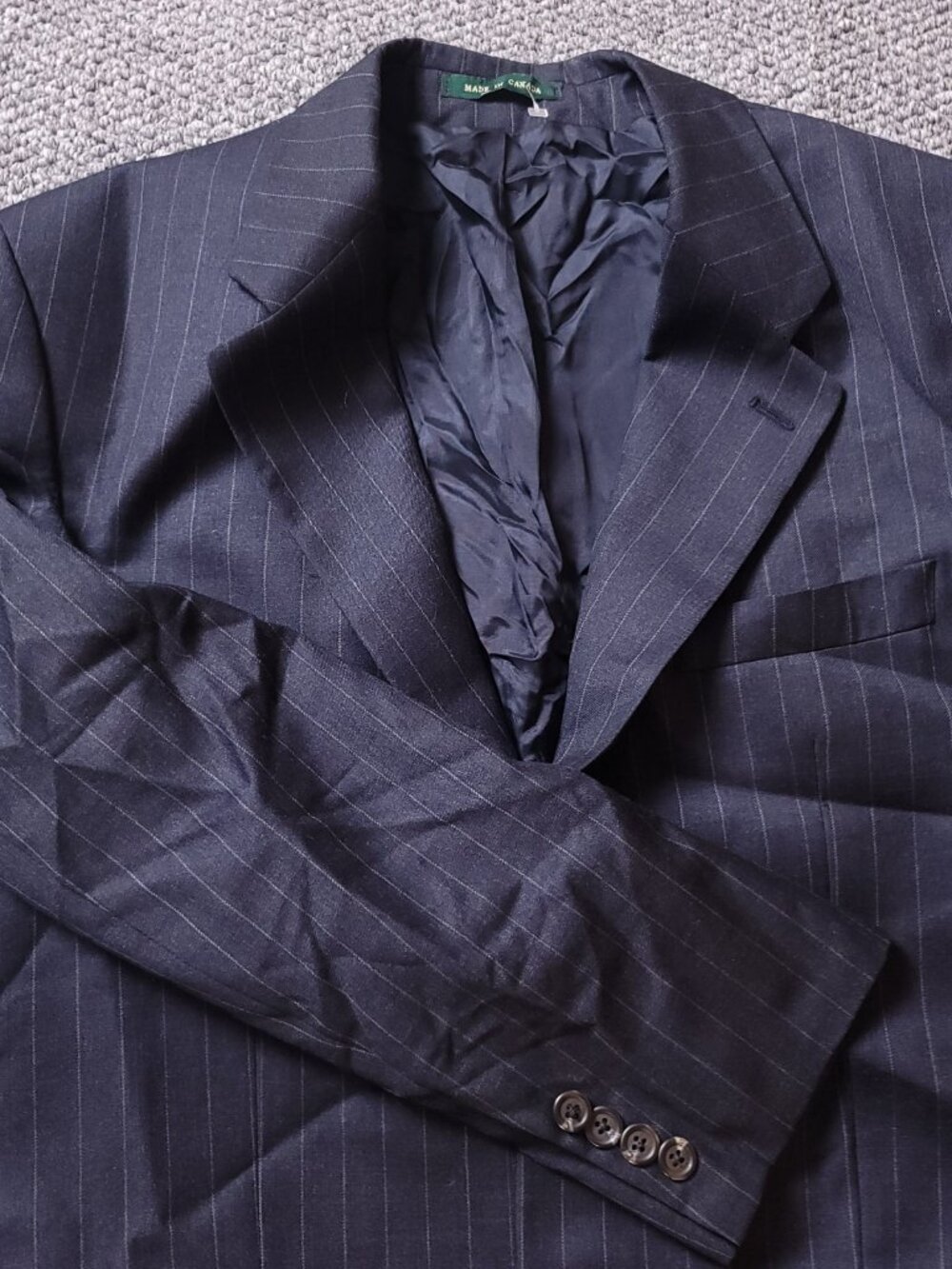 Chaps Ralph Lauren Cashmere Blazer Mens 38R  Wool Striped Blue Suit Jacket